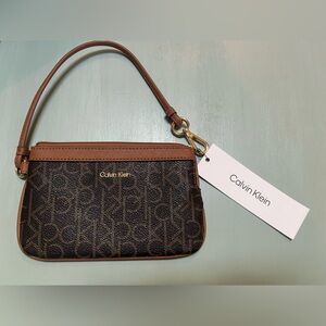 Calvin Klein Brown Monogram Wristlet
